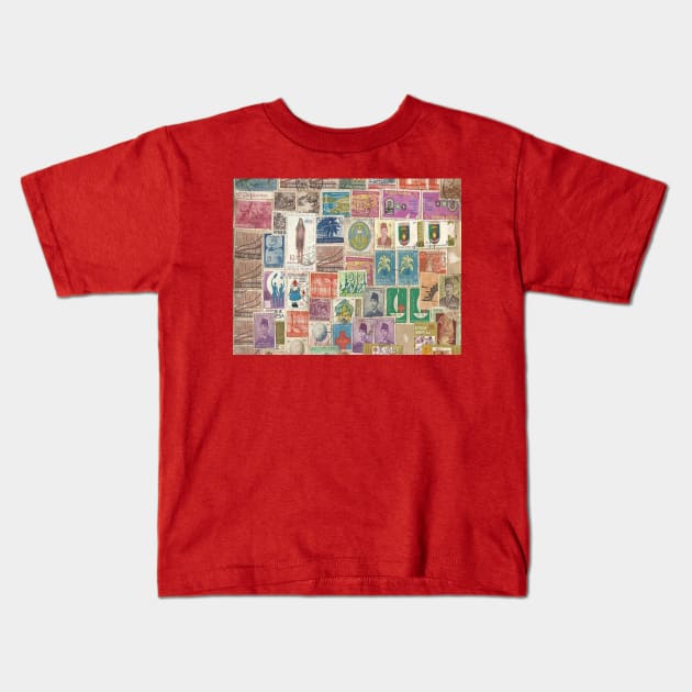 stamps art Kids T-Shirt by popcastAGEN